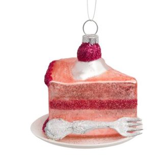Glaspynt Pink Cake W/silver Fork 7 Cm Fra Vondels
