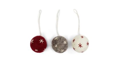 Ball Ornaments w/Stars - Set of 3 Gry & Sif