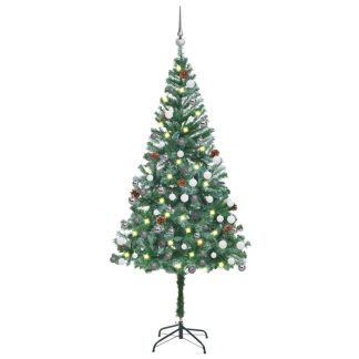 Juletræ med lys + julekugler og grankogler 180 cm