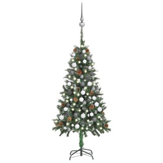 Juletræ med lys + julekugler og grankogler 150 cm