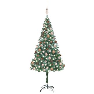 Juletræ med lys + julekugler og grankogler 180 cm